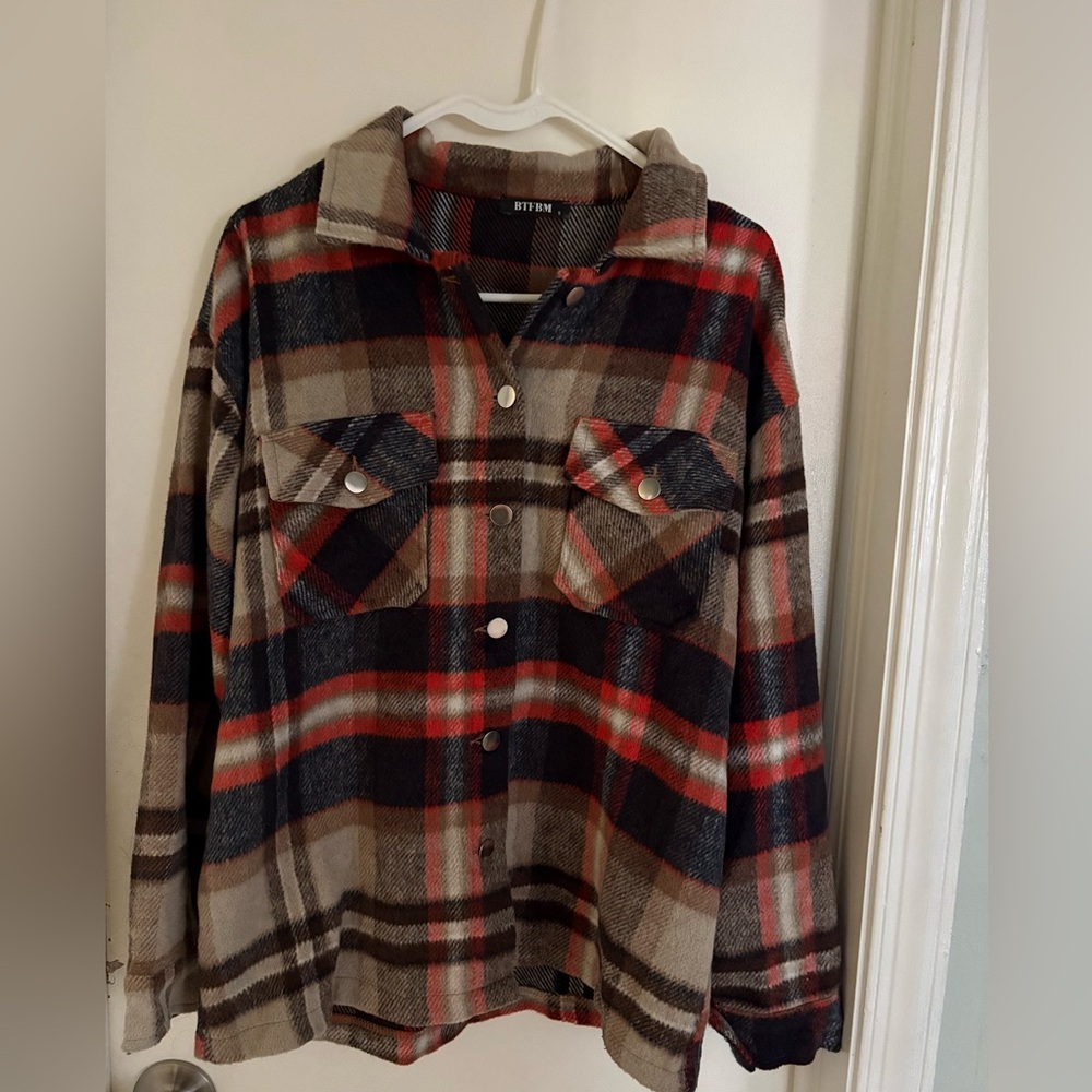 Plaid Button-Up Shacket